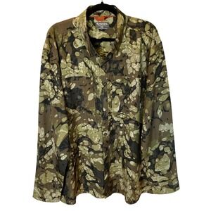 Simms Veil Camo Fishing Shirt Mens XXL Long Sleeve Green Camouflage Performance